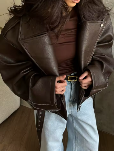 Chic Brown Leather Jacket